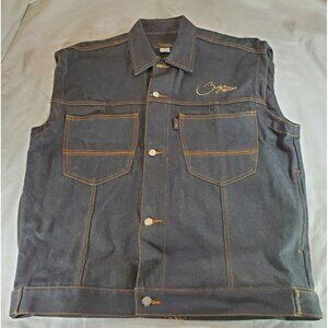 Mens Brooklyn Xpress Dark Denim‎ Sleeveless Jean Jacket Size XL